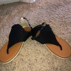 Black and Tan Sandals